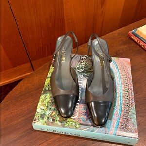 CHANEL Two-Tone Black and Brown Heels